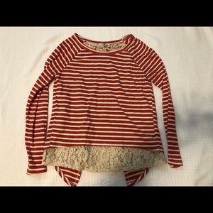 Red and cream striped long sleeve